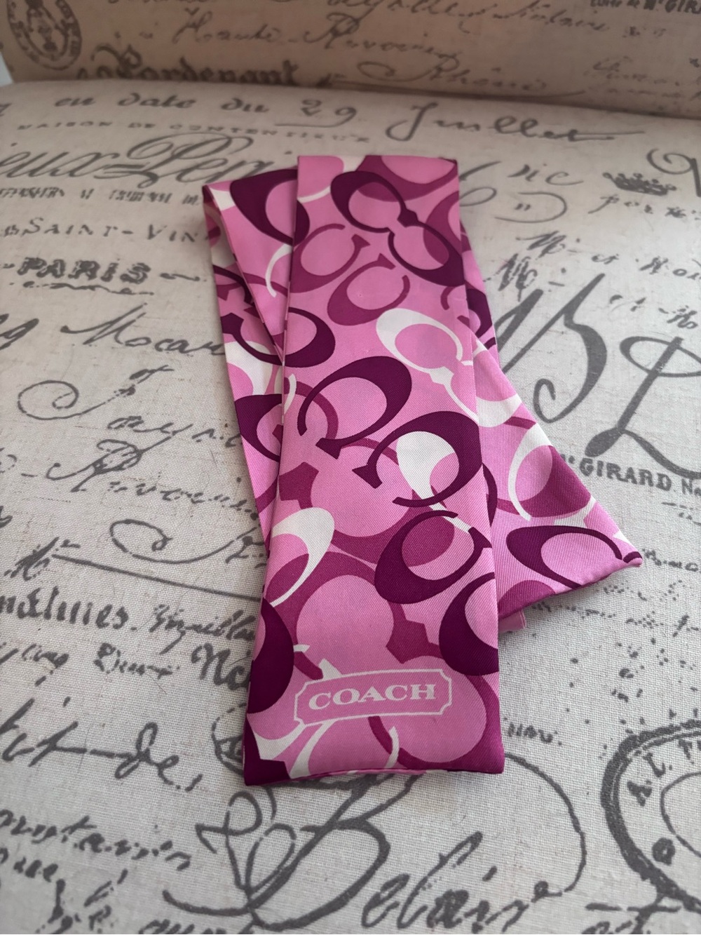 Coach Pink & Magenta Signature Silk Scarf
